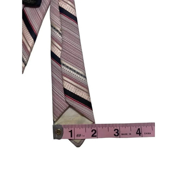 WEMLON by Wembley Vintage Tie 58.5" x 3.5" Pink Purple Black Stripes READ - Picture 9 of 12